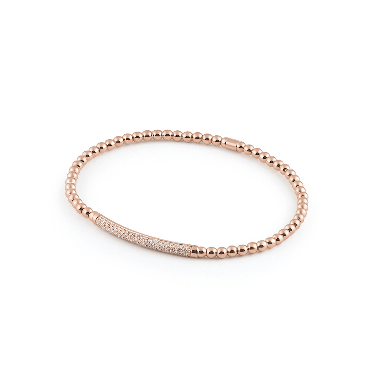 Al Coro Stretchy Bracelet in 18k Rose Gold with Pave Diamonds - Orsini Jewellers NZ