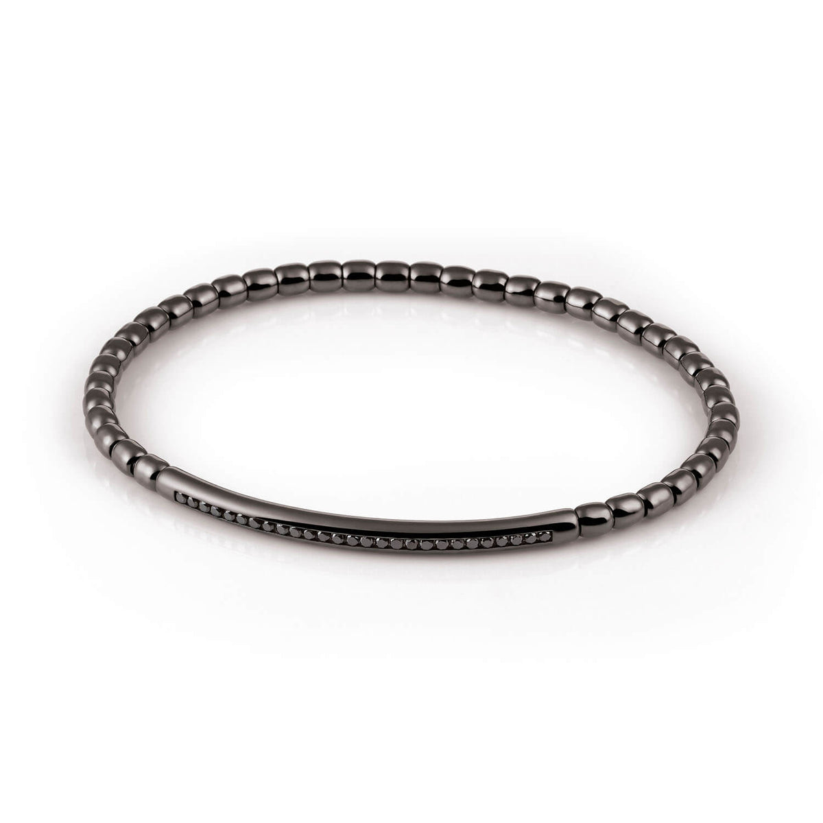 Al Coro Stretchy Men&#39;s Bracelet in Black Ruthenium with Black Diamonds - Orsini Jewellers NZ