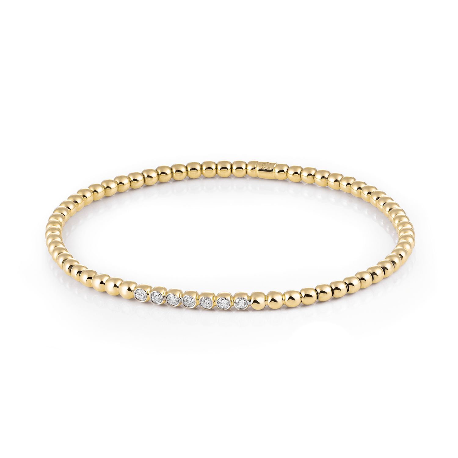 Al Coro Stretchy Bracelet in 18k Yellow Gold with 7 Diamonds - Orsini Jewellers NZ