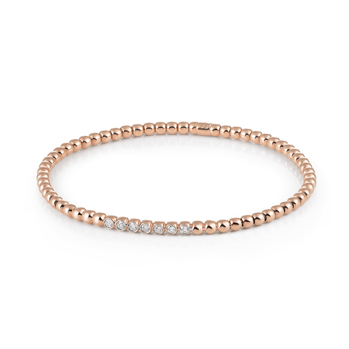 Al Coro Stretchy bracelet in 18k Rose Gold with 7 Diamonds - Orsini Jewellers NZ
