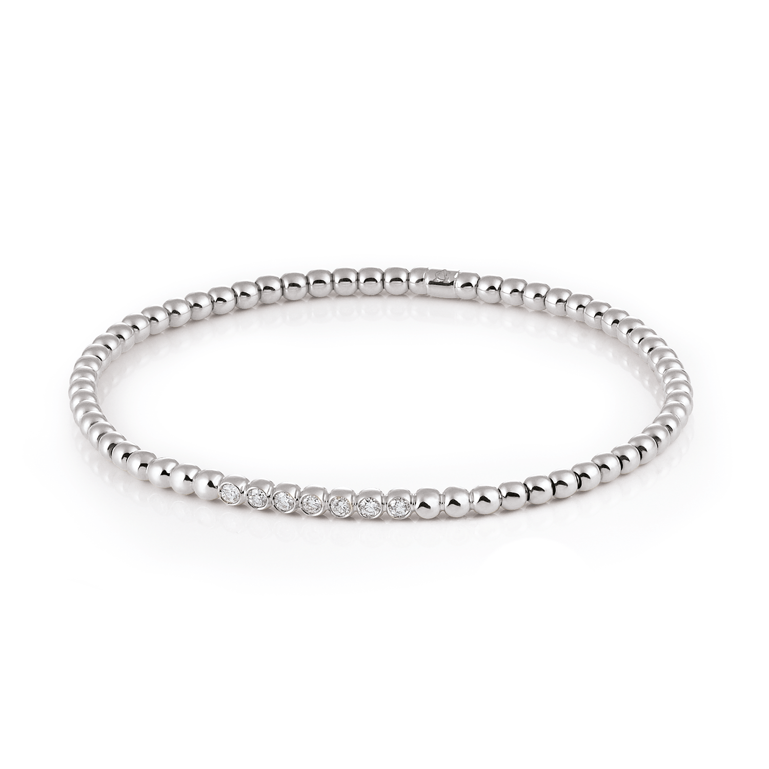 Al Coro Stretchy Bracelet in 18k White Gold with 7 Diamonds - Orsini Jewellers NZ