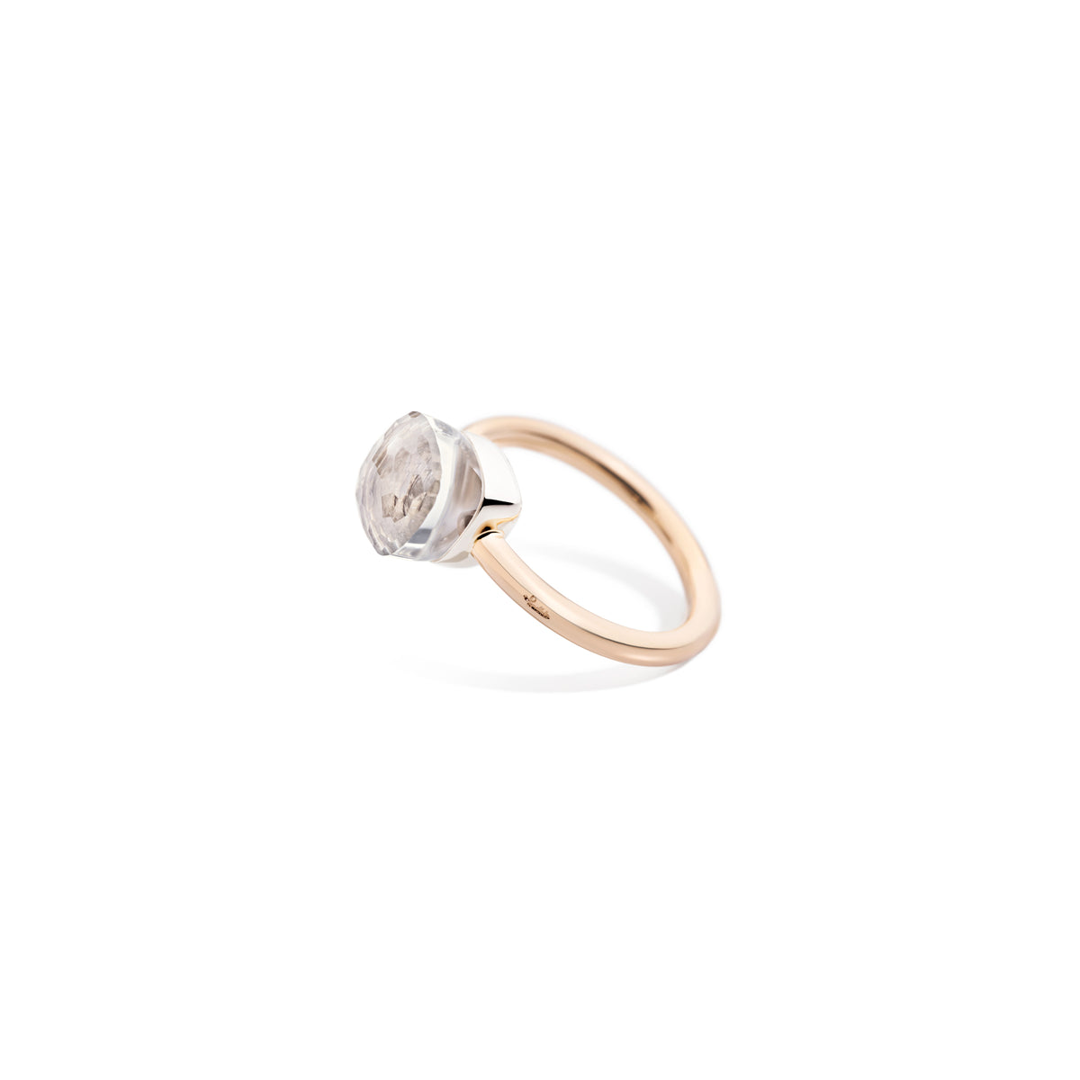 Nudo Petit Ring in 18k Rose Gold and White Gold with White Topaz - Orsini Jewellers NZ