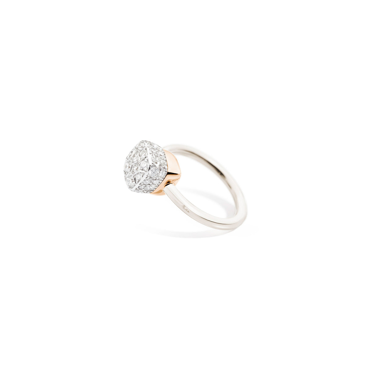 Nudo Petit Ring in 18k White Gold and Rose Gold with Diamonds - Orsini Jewellers NZ