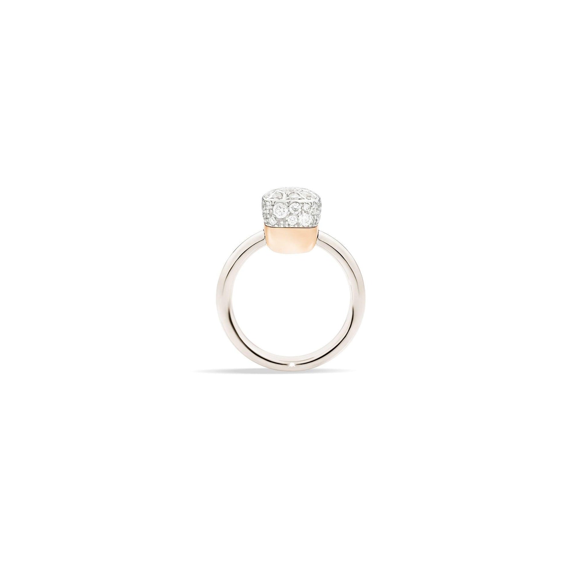 Nudo Petit Ring in 18k White Gold and Rose Gold with Diamonds - Orsini Jewellers NZ