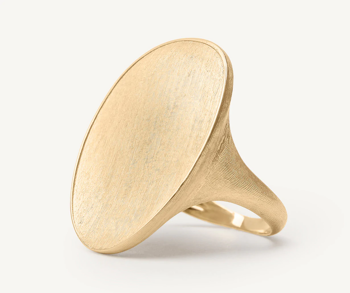 18k yellow gold Lunaria ring by Marco Bicego on white background