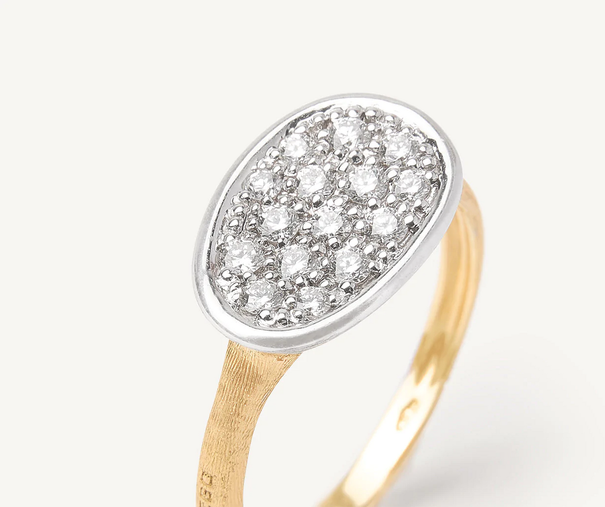 white and yellow gold with diamonds mini Lunaria ring by Marco Bicego 