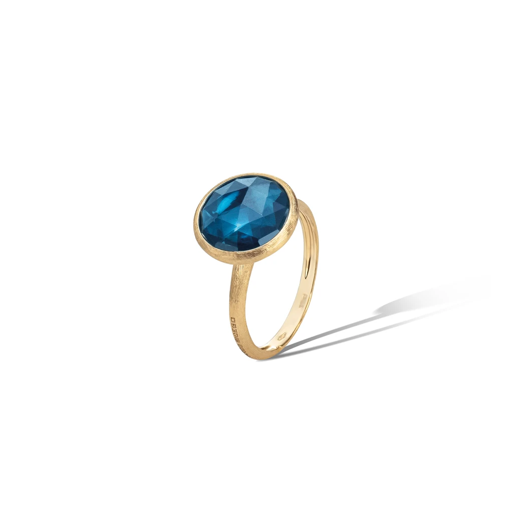 Jaipur Colour Ring in 18k Yellow Gold with London Blue Topaz - Orsini Jewellers NZ
