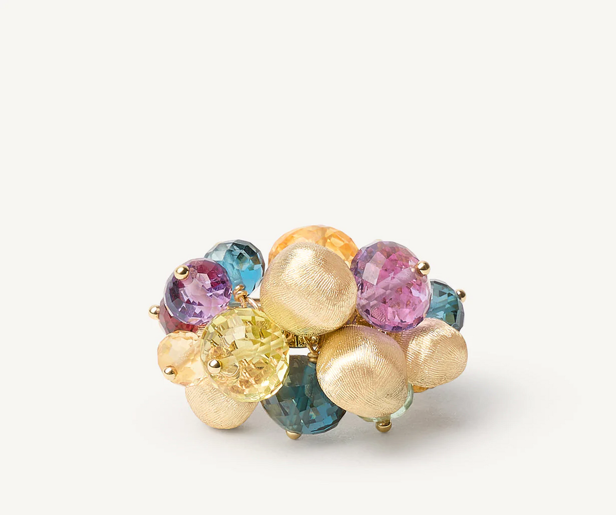 Front view of Africa Mixed Gemstone Ring by Marco Bicego in Yellow Gold 