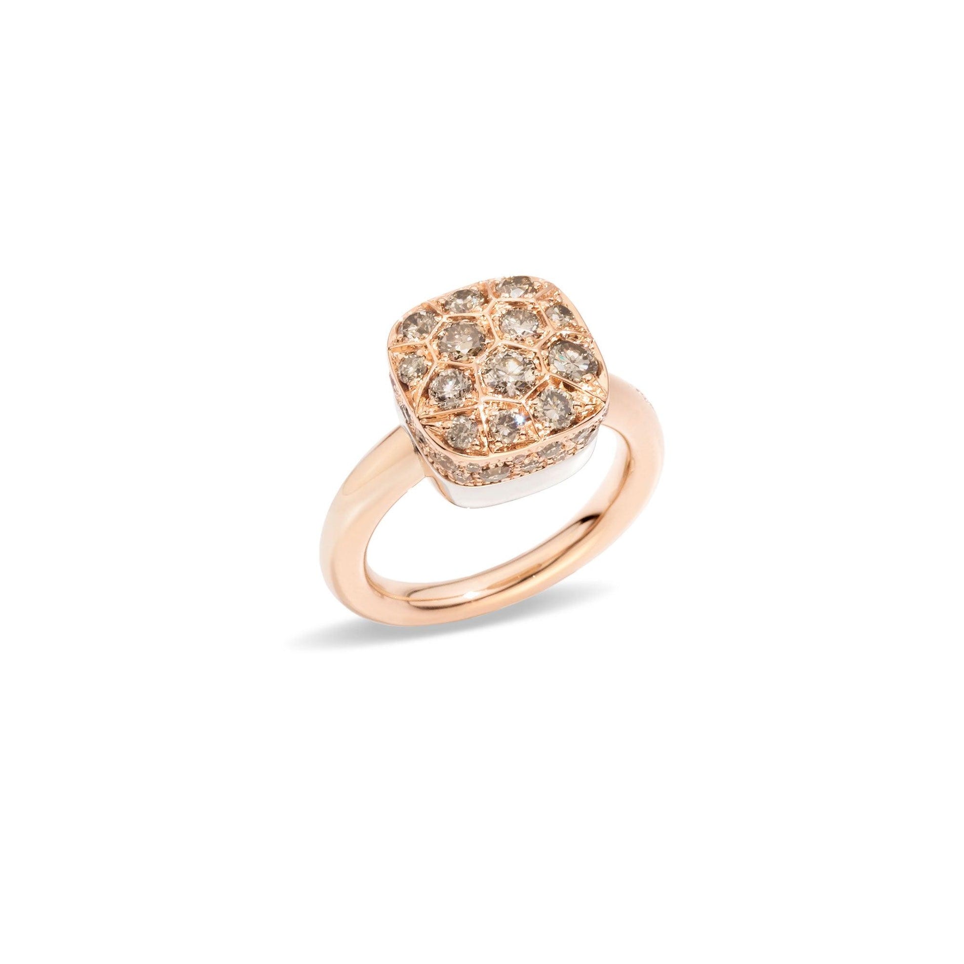 Nudo Maxi Ring in 18k Rose Gold and White Gold with Brown Diamonds - Orsini Jewellers NZ