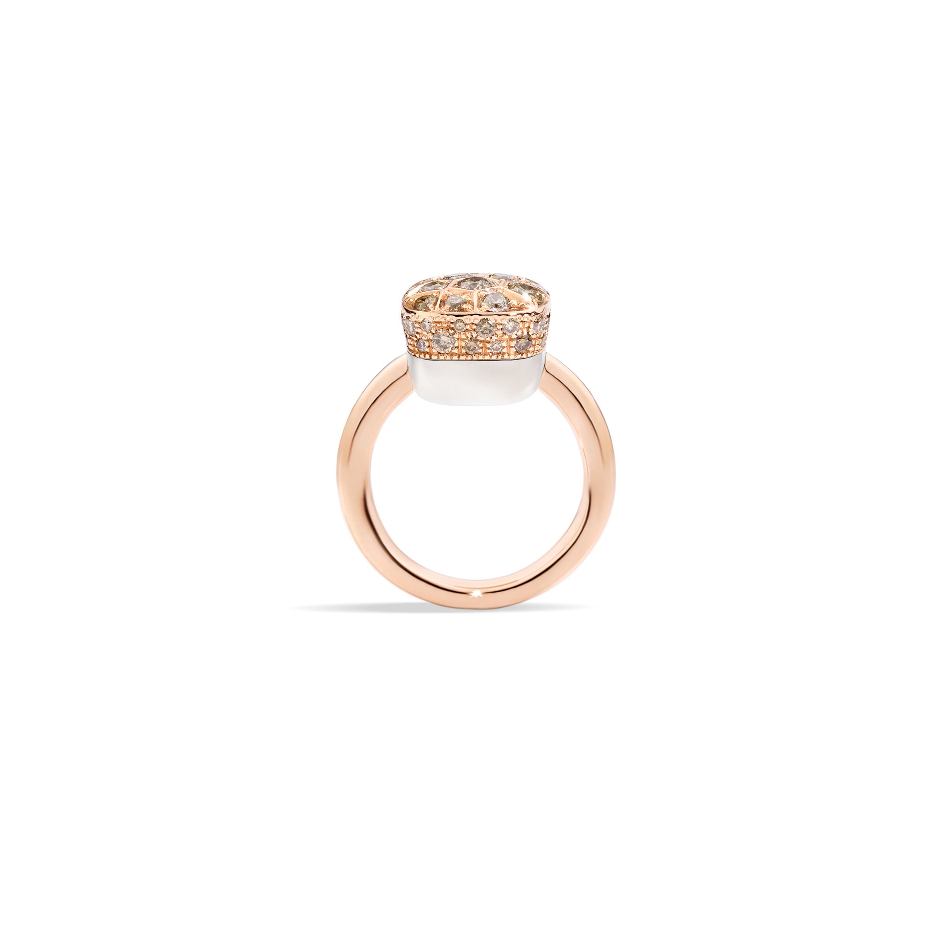 Nudo Maxi Ring in 18k Rose Gold and White Gold with Brown Diamonds - Orsini Jewellers NZ