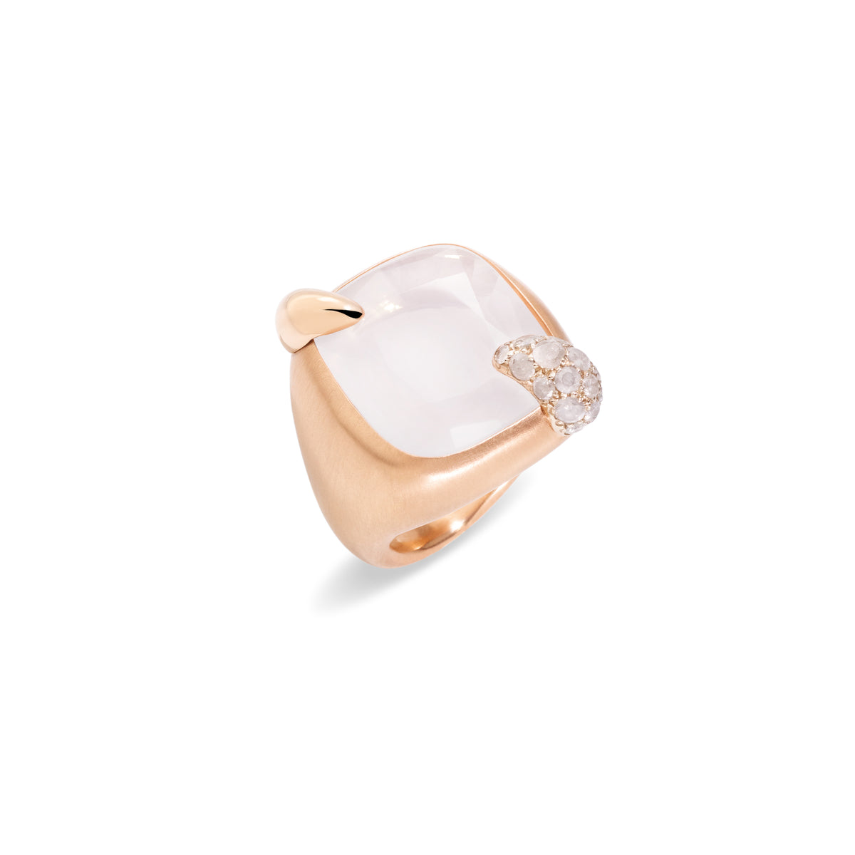 Ritratto Ring in 18k Rose Gold with White Quartz and Diamonds - Orsini Jewellers NZ