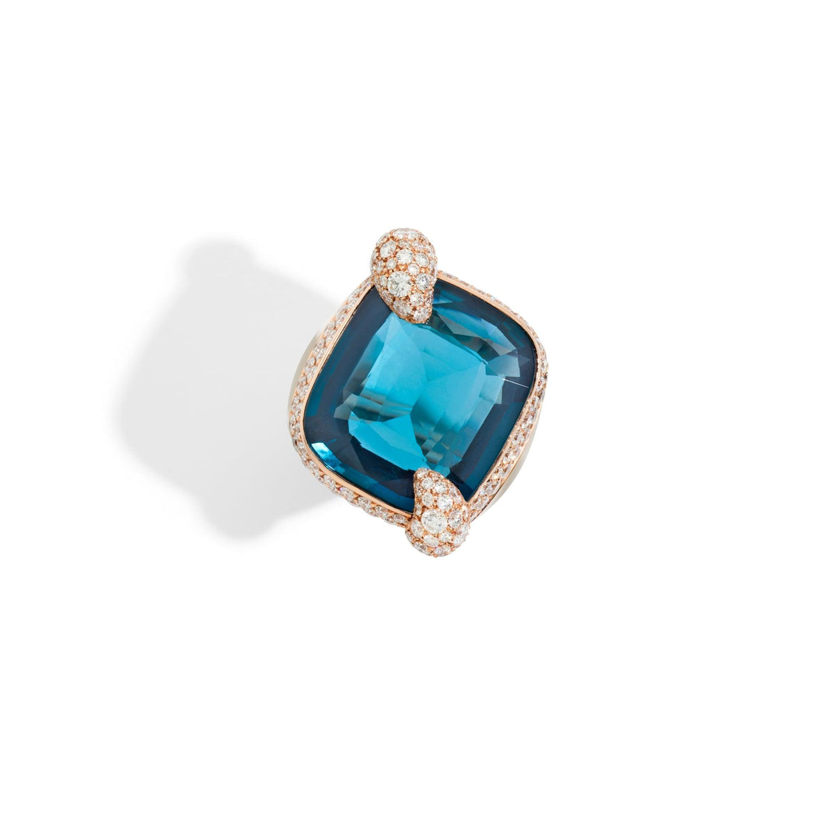 Ritratto Ring in 18k Rose Gold with London Blue Topaz and Diamonds - Orsini Jewellers NZ