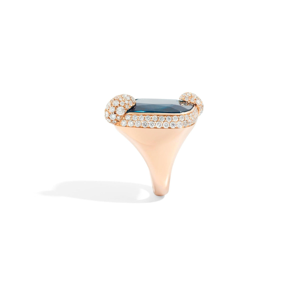 Ritratto Ring in 18k Rose Gold with London Blue Topaz and Diamonds - Orsini Jewellers NZ