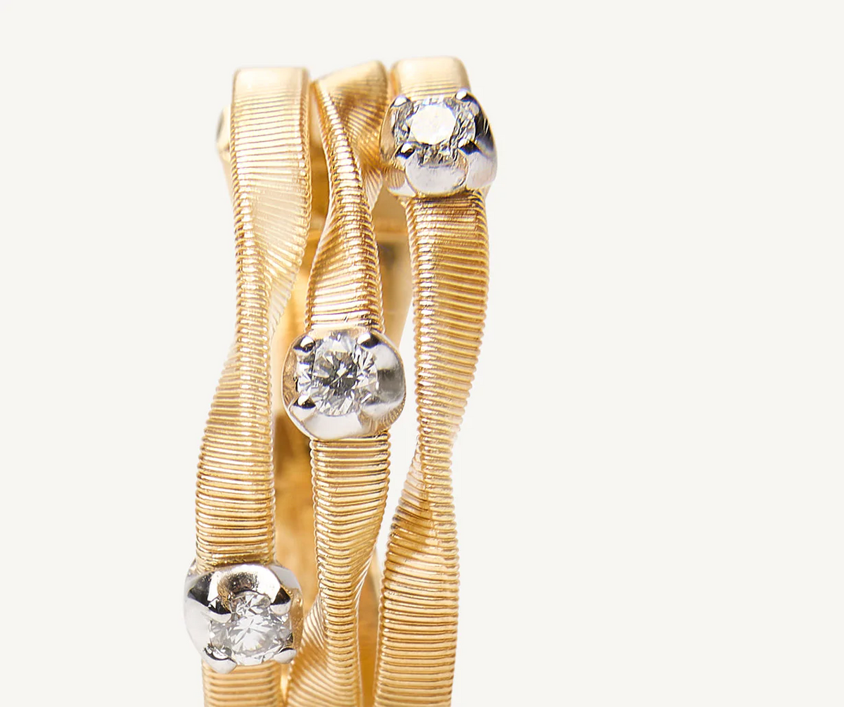 Close up of Marrakech three strand ring by Marco Bicego 