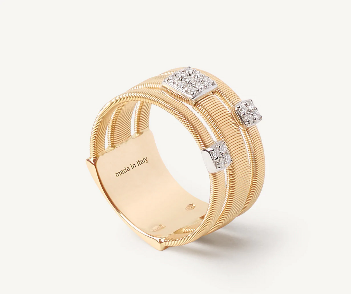 Yellow gold ewith diamonds Marco Bicego ring Masai collection available at Orsini Fine Jewellery