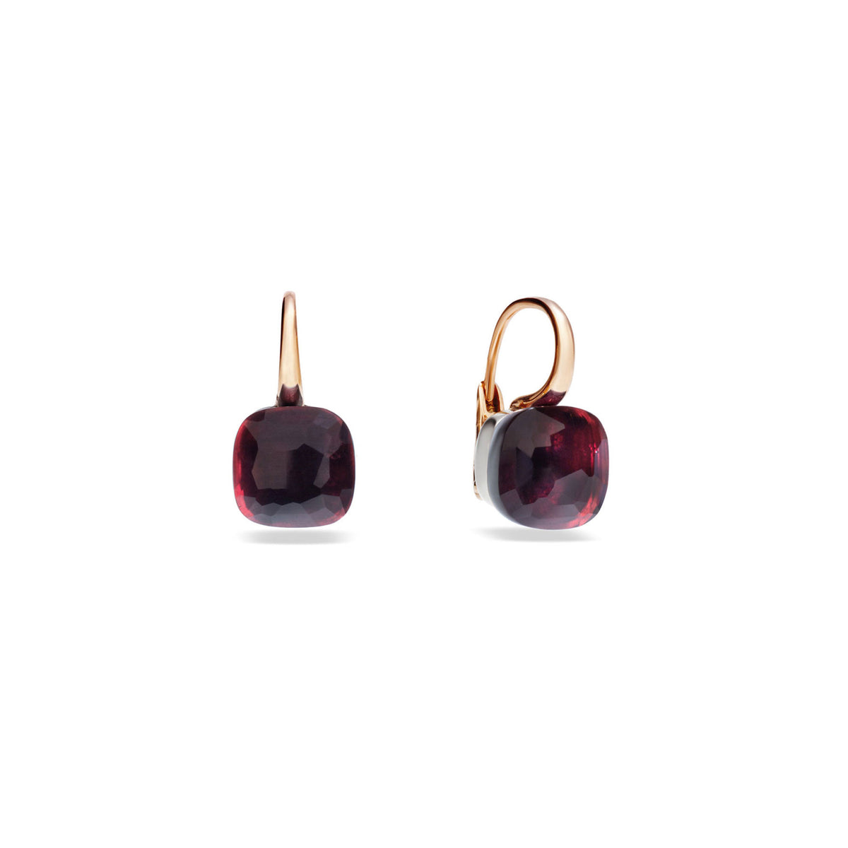 Nudo Classic Earrings in 18k Rose and White Gold with Garnet - Orsini Jewellers NZ