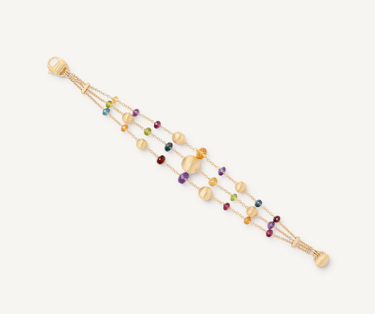Mixed gemstones and 18k yellow gold bracelet by Marco Bicego Africa collection