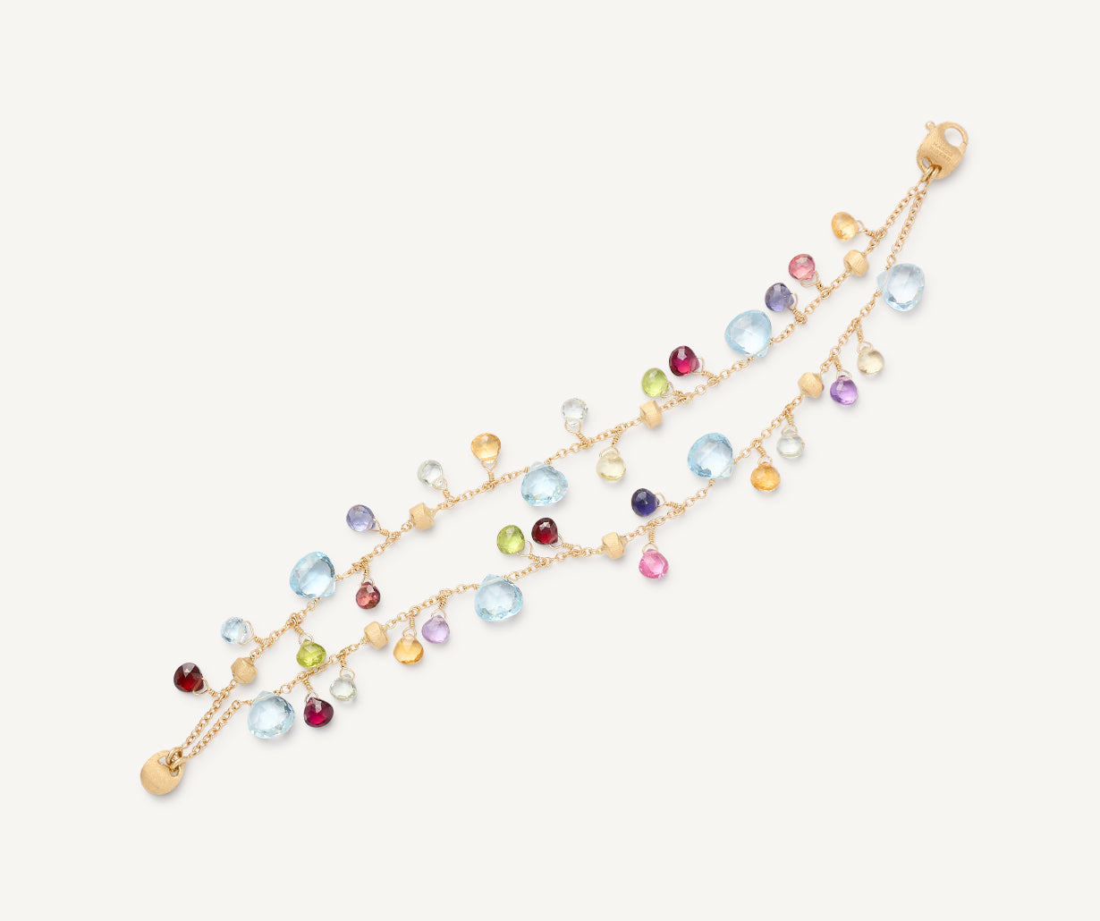 Two strand Paradise bracelet by Marco Bicego in mixed gemstones set in 18k yellow gold