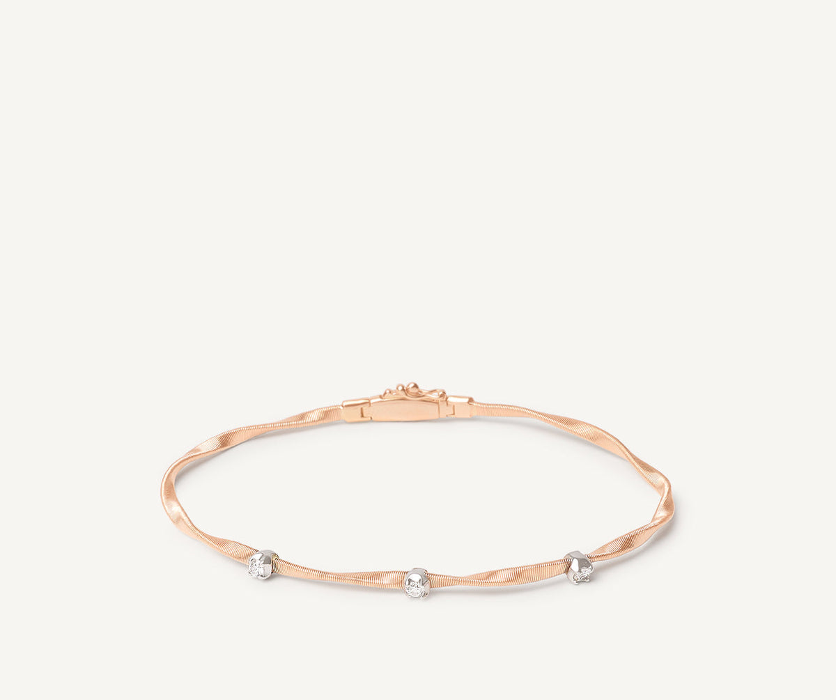 18k Rose gold with diamonds Marrakech bracelet on white background