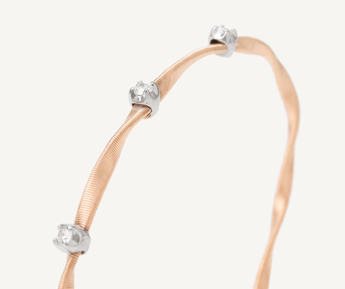 Rose gold one strand with diamonds bracelet by Marco Bicego Marrakech collection 