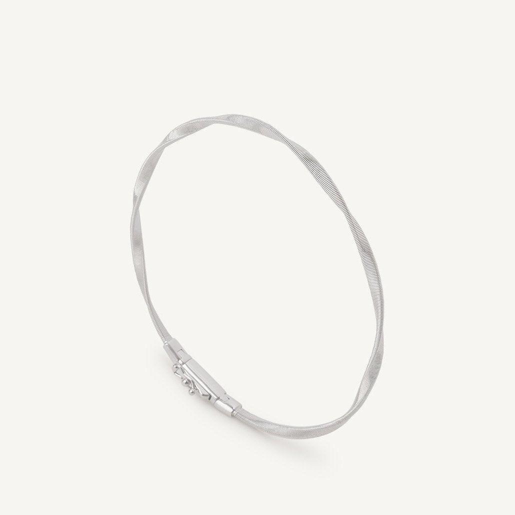 Marco Bicego one strand white gold Marrakech bracelet on white background