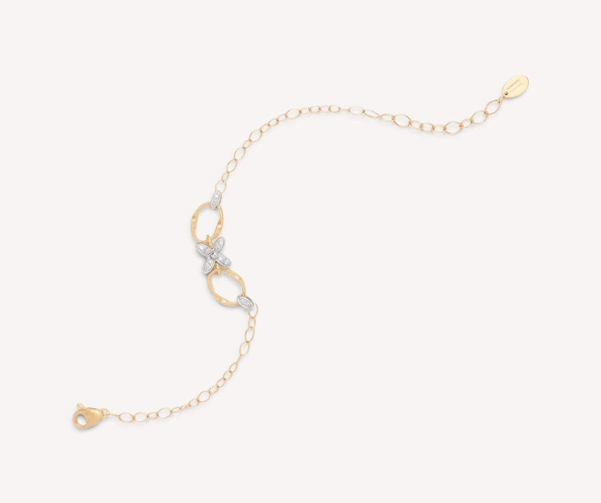 Yellow gold with diamond flower bracelet by Marco Bicego Marrakech Onde collection