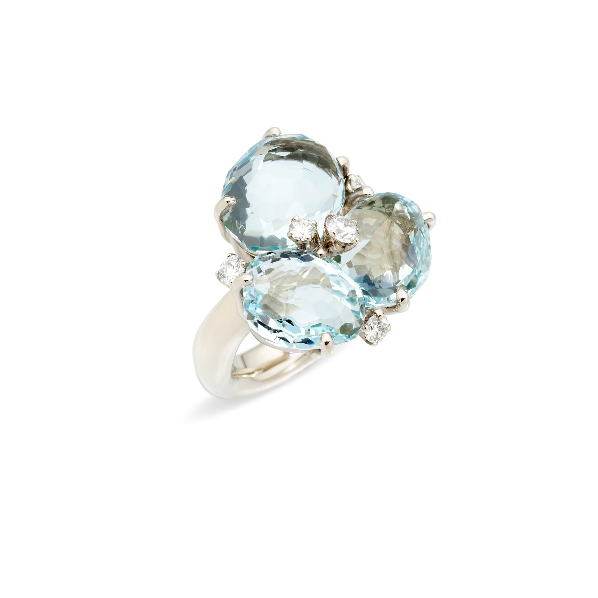 Bahia Ring in 18k White Gold with Aquamarine and Diamonds - Orsini Jewellers NZ