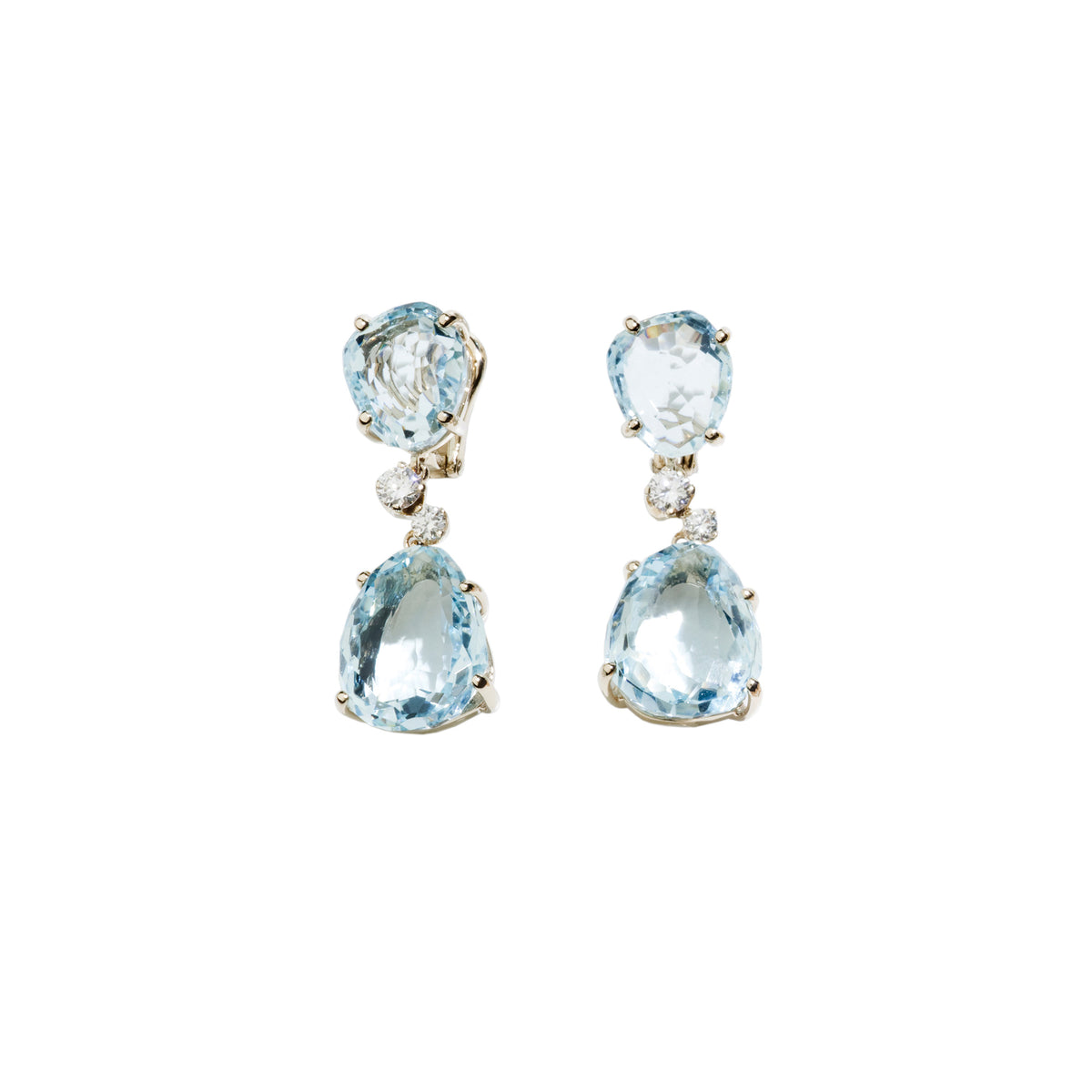 Bahia Earrings in 18k White Gold with Aquamarine and Diamonds - Orsini Jewellers NZ
