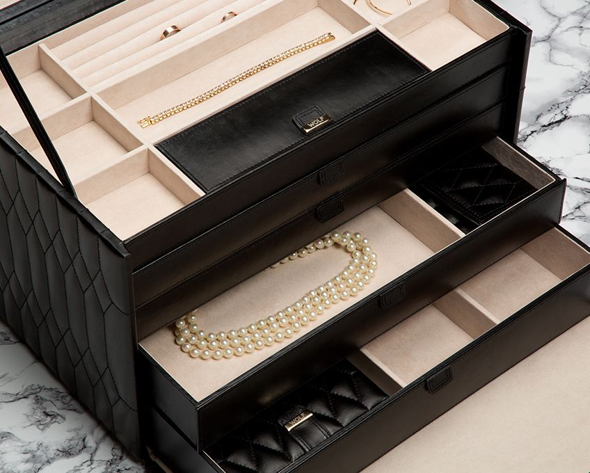 Caroline Black Coloured Extra Large Jewellery Case - Orsini Jewellers NZ