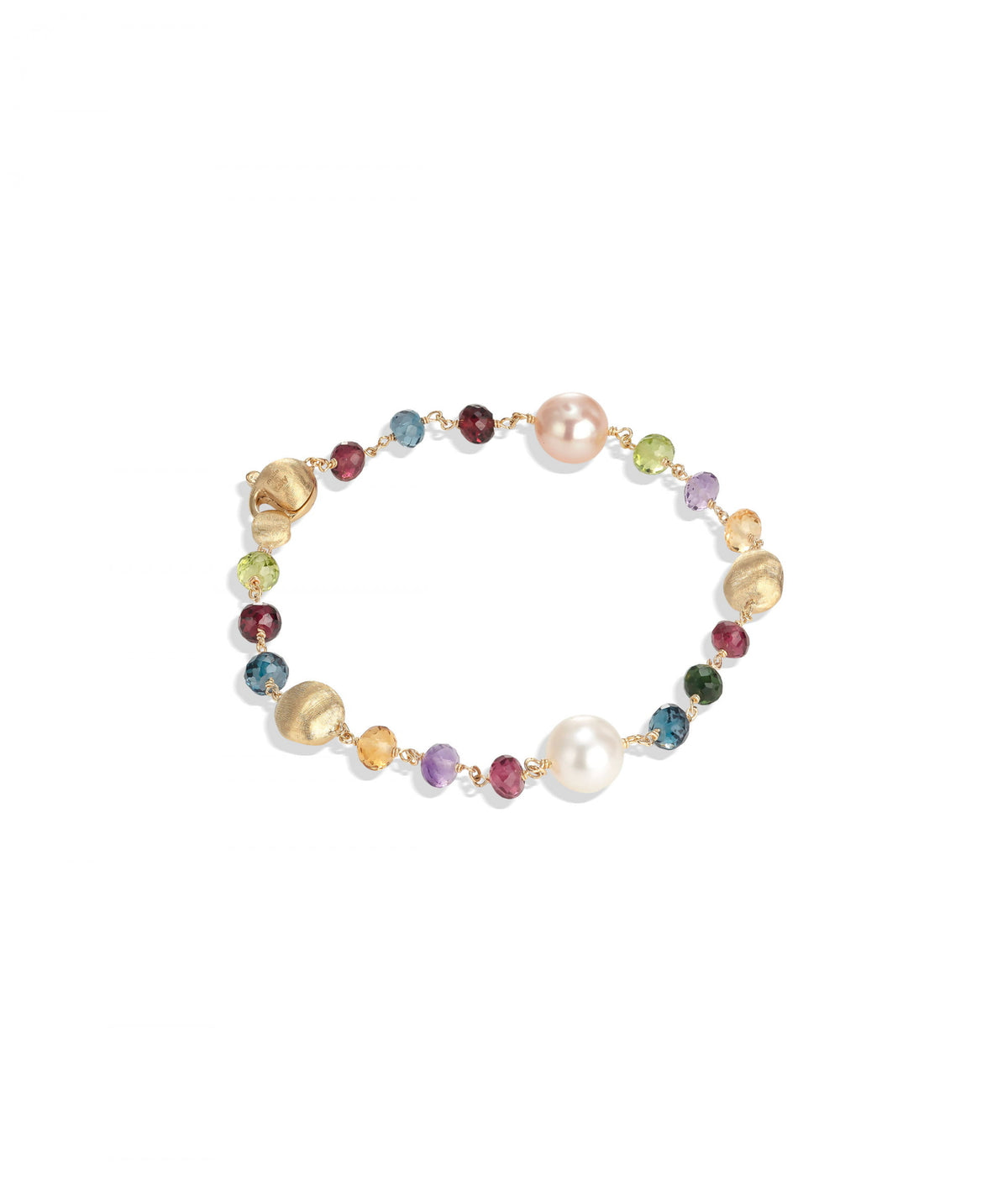Africa Gemstone Bracelet in 18k Yellow Gold with Gemstones and Freshwater Pearls - Orsini Jewellers NZ