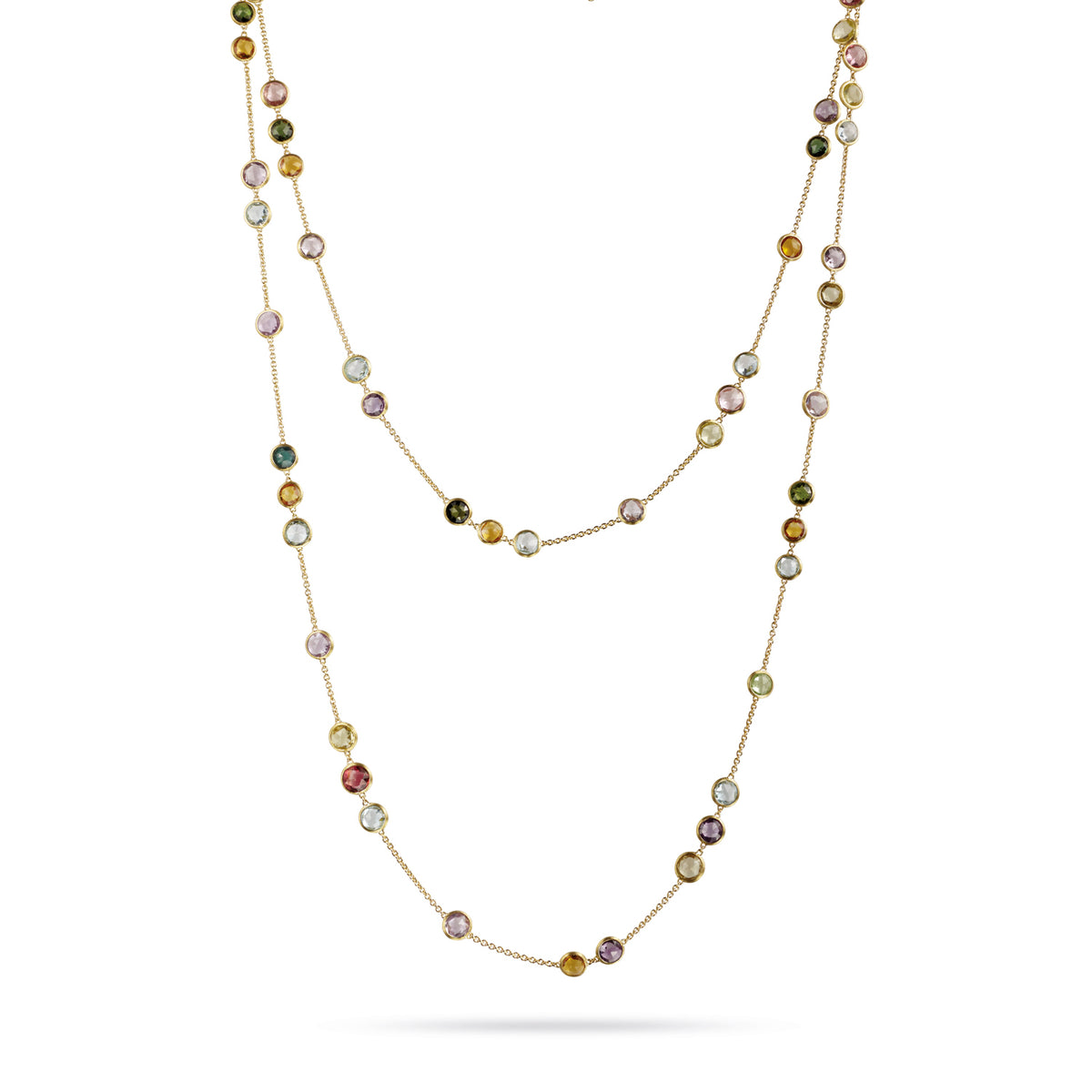 Jaipur Colour Necklace in 18k Yellow Gold with Mixed Gemstones Long - Orsini Jewellers NZ