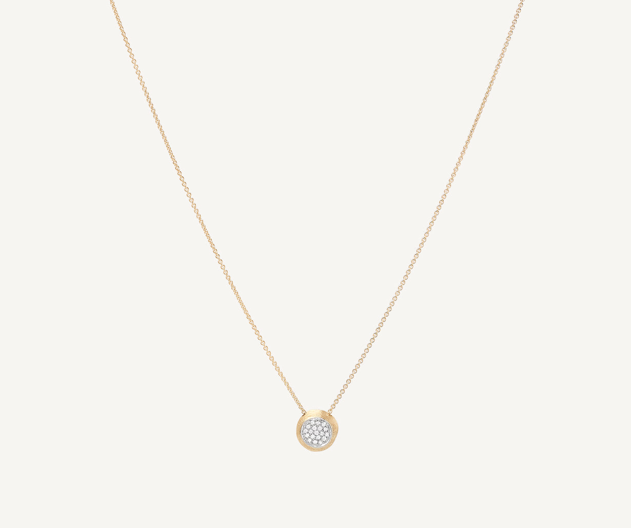 Diamonds set in 18k white gold with 18k yellow gold chain Jaipur Delicati necklace by Marco Bicego
