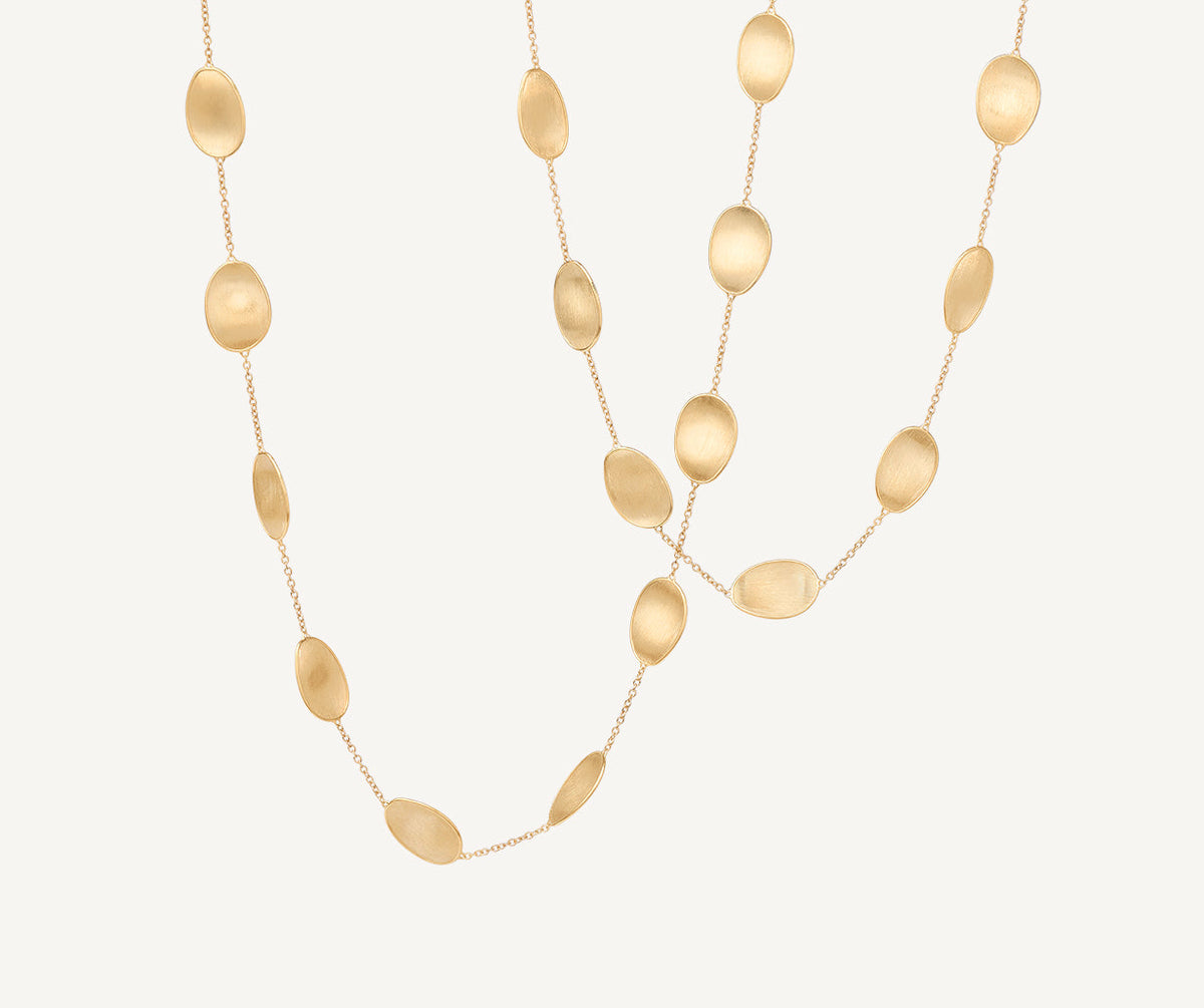 Designed by Marco Bicego long Lunaria necklace in 18k yellow gold