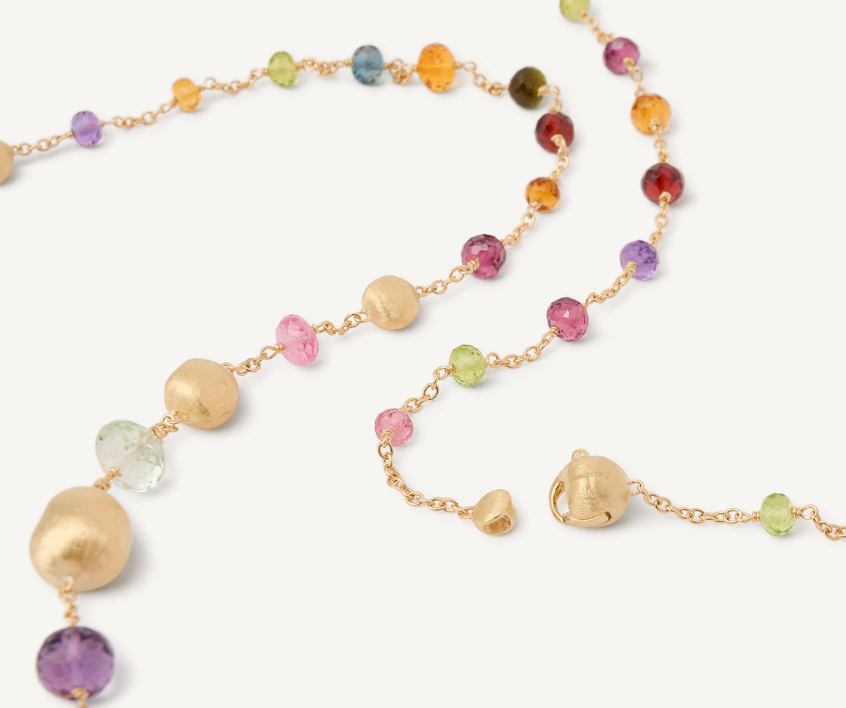 Handmade in Italy by Marco Bicego mixed gemstone and 18k yellow gold necklace