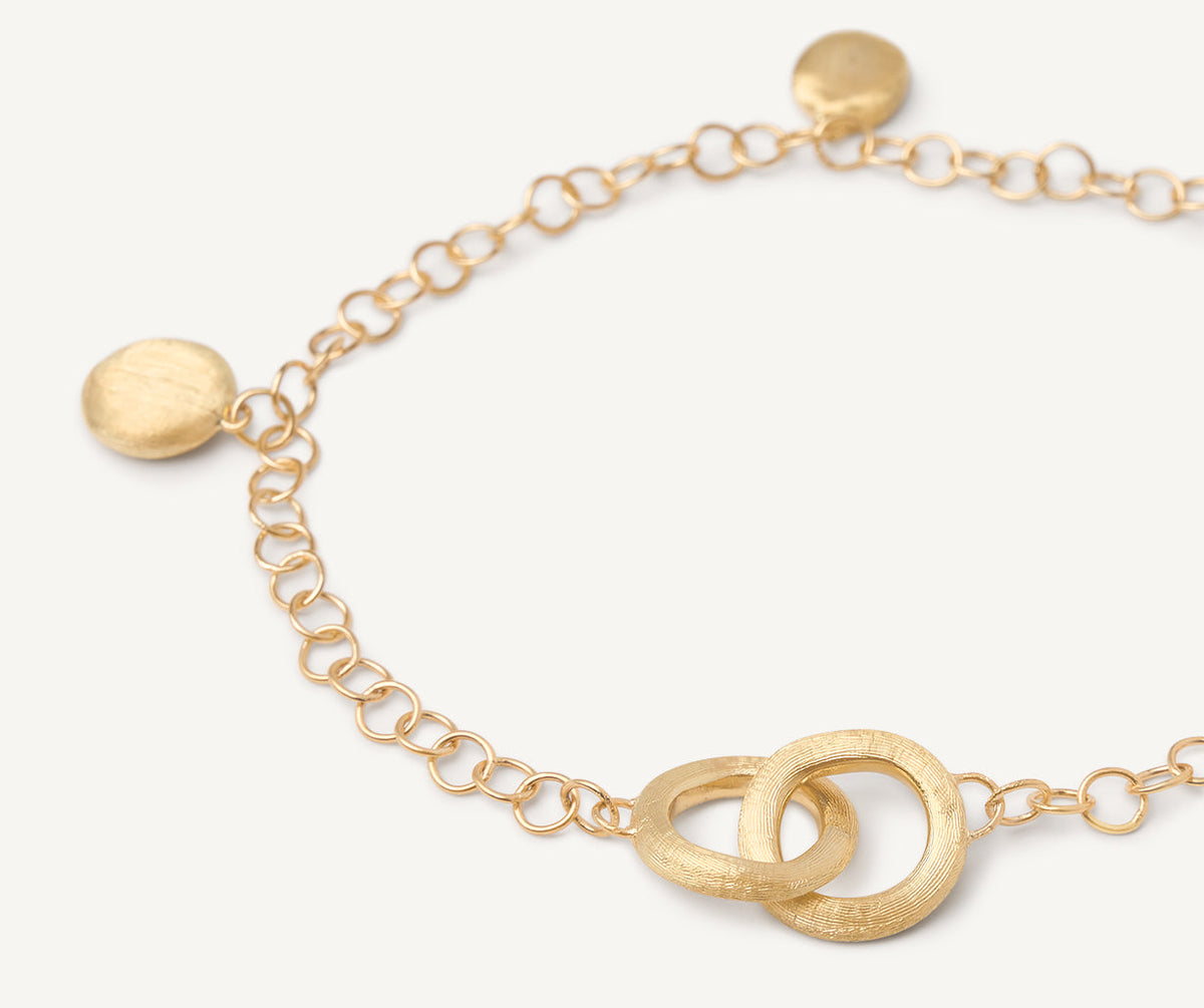 Close up of Marco Bicego Jaipur Link necklace in 18k yellow gold