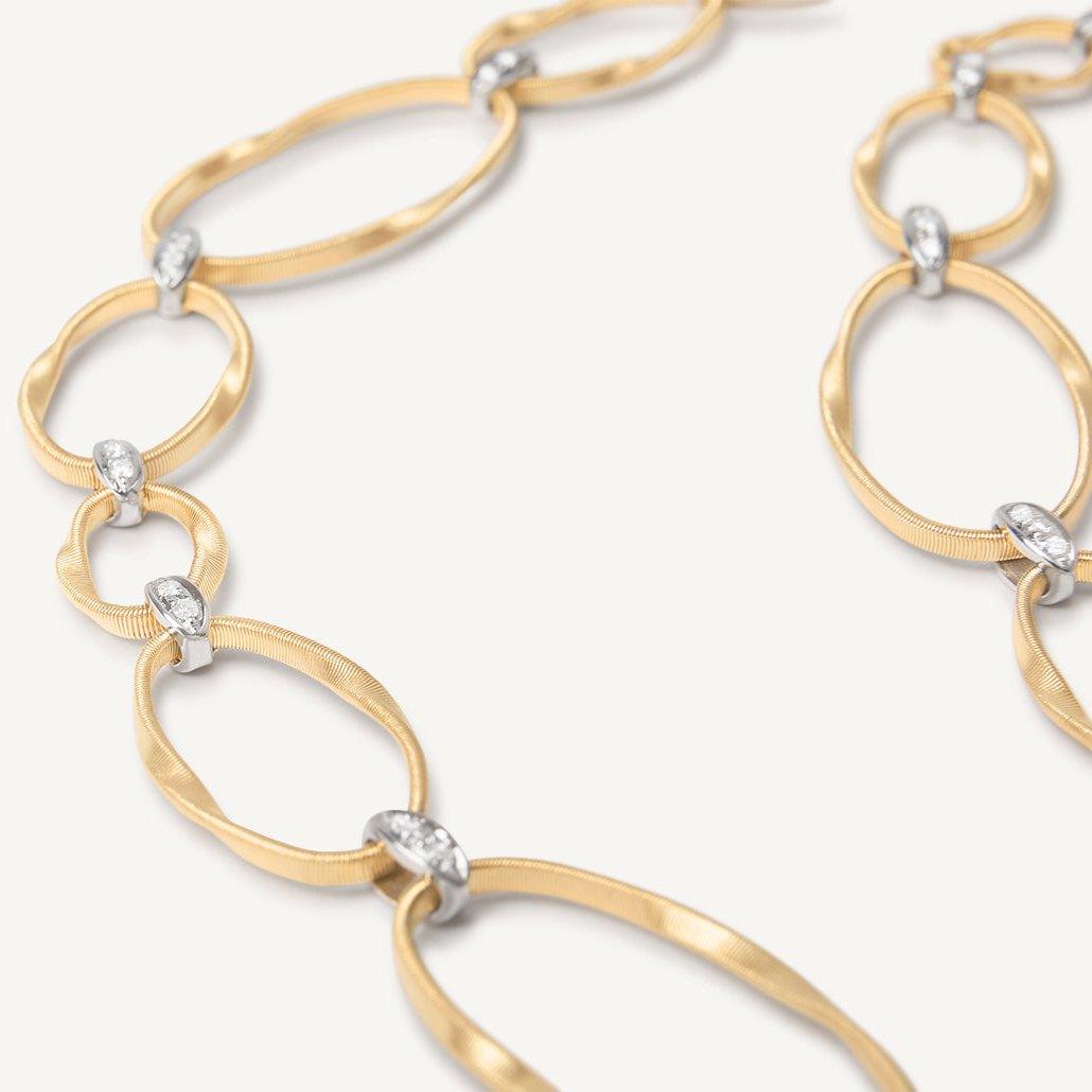 Diamonds set in white gold and yellow gold chain necklace by Marco Bicego Marrakech Onde collection