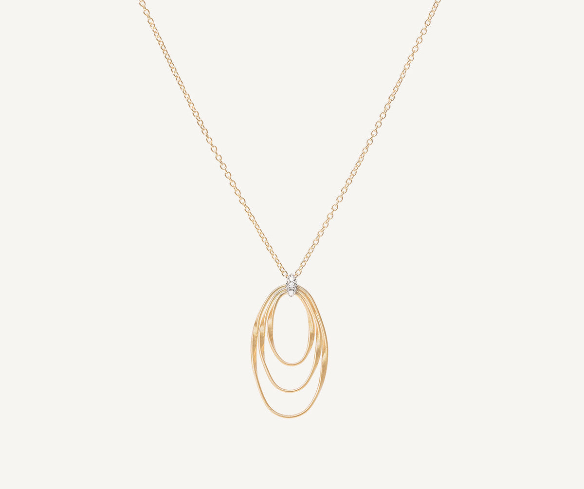 18k yellow gold pendant necklace with diamonds Marrakech Onde collection handmade in Italy