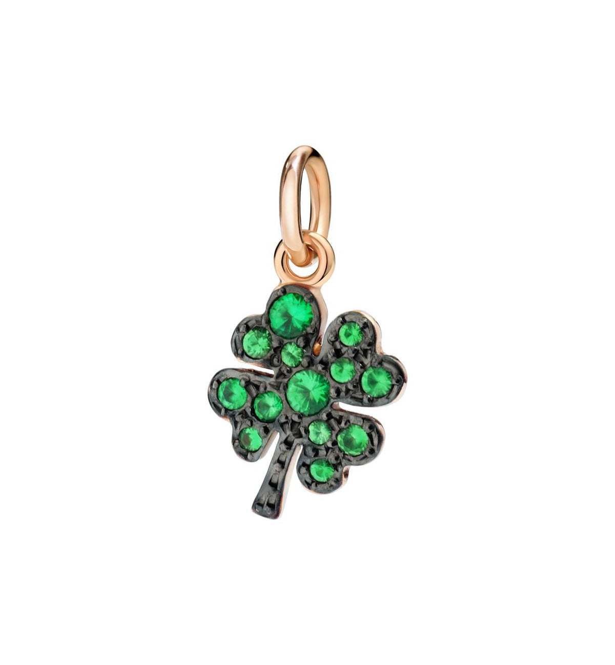DoDo Four Leaf Clover in 9k Rose Gold with Tsavorites (Black rhodium-plated) - Orsini Jewellers NZ