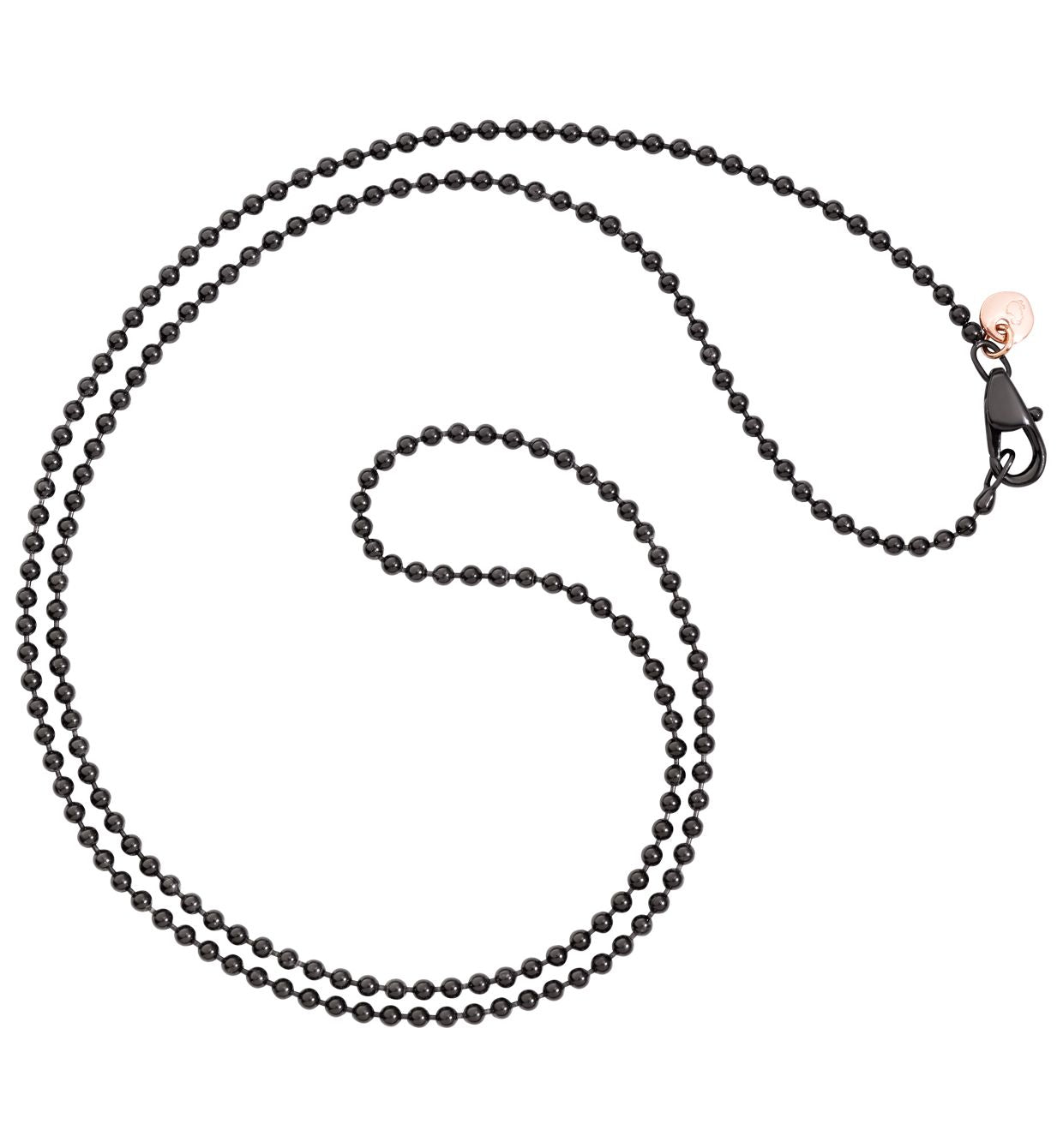 DoDo Bollicine Necklace in Steel and Black PVD with 9k Rose Gold Plauqette - Orsini Jewellers NZ