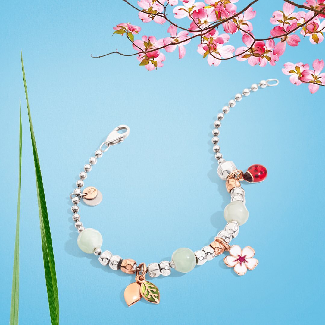 DoDo Charm Cherry Blossom in 9k Rose Gold with White Enamel - Orsini Jewellers NZ