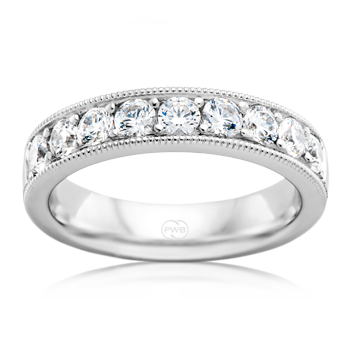 Extra Large Milgrain Patterned Diamond White Gold Wedding Ring - Orsini Jewellers