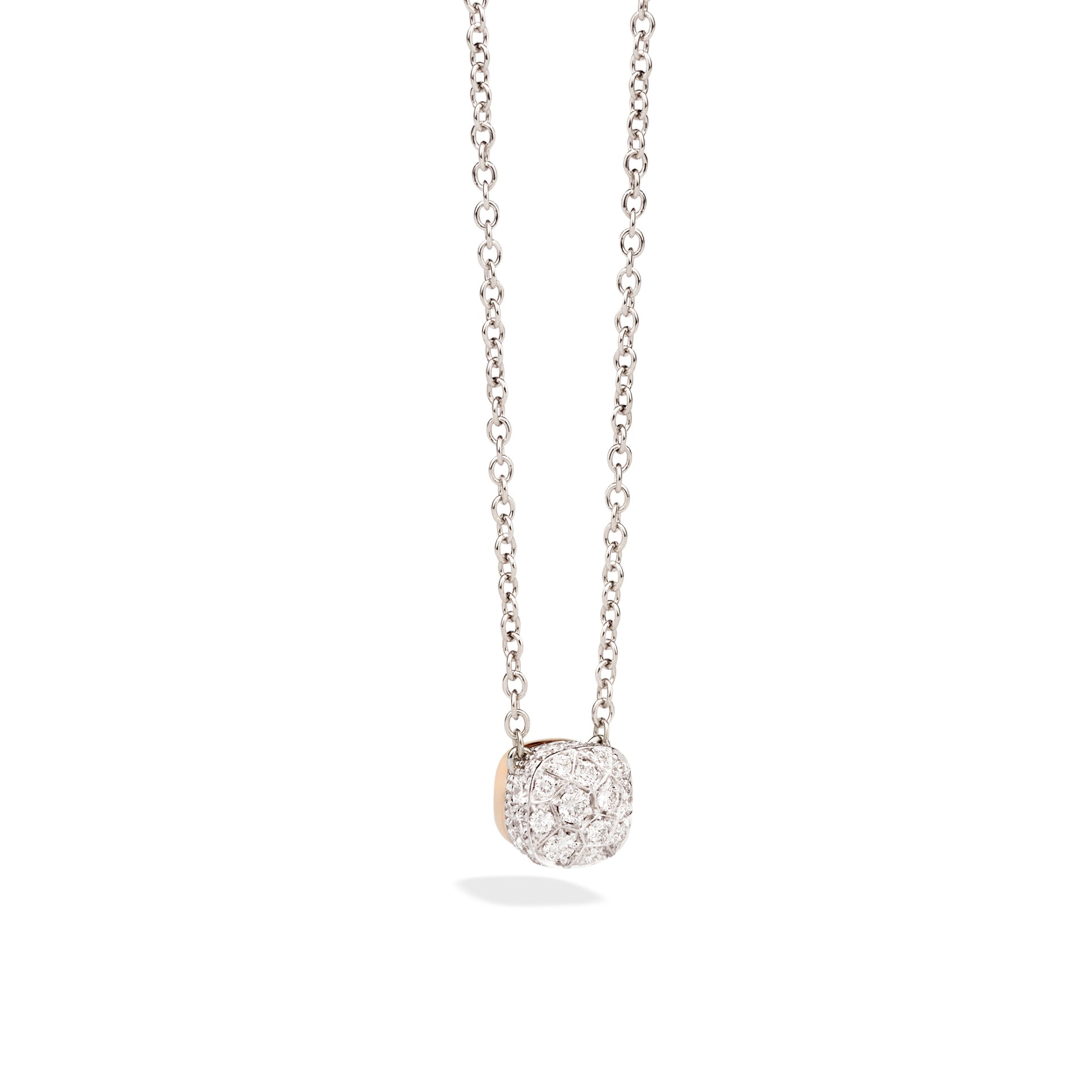 Nudo Necklace with Petit Pendant in 18k Rose and White Gold and Pave Diamonds - Orsini Jewellers NZ