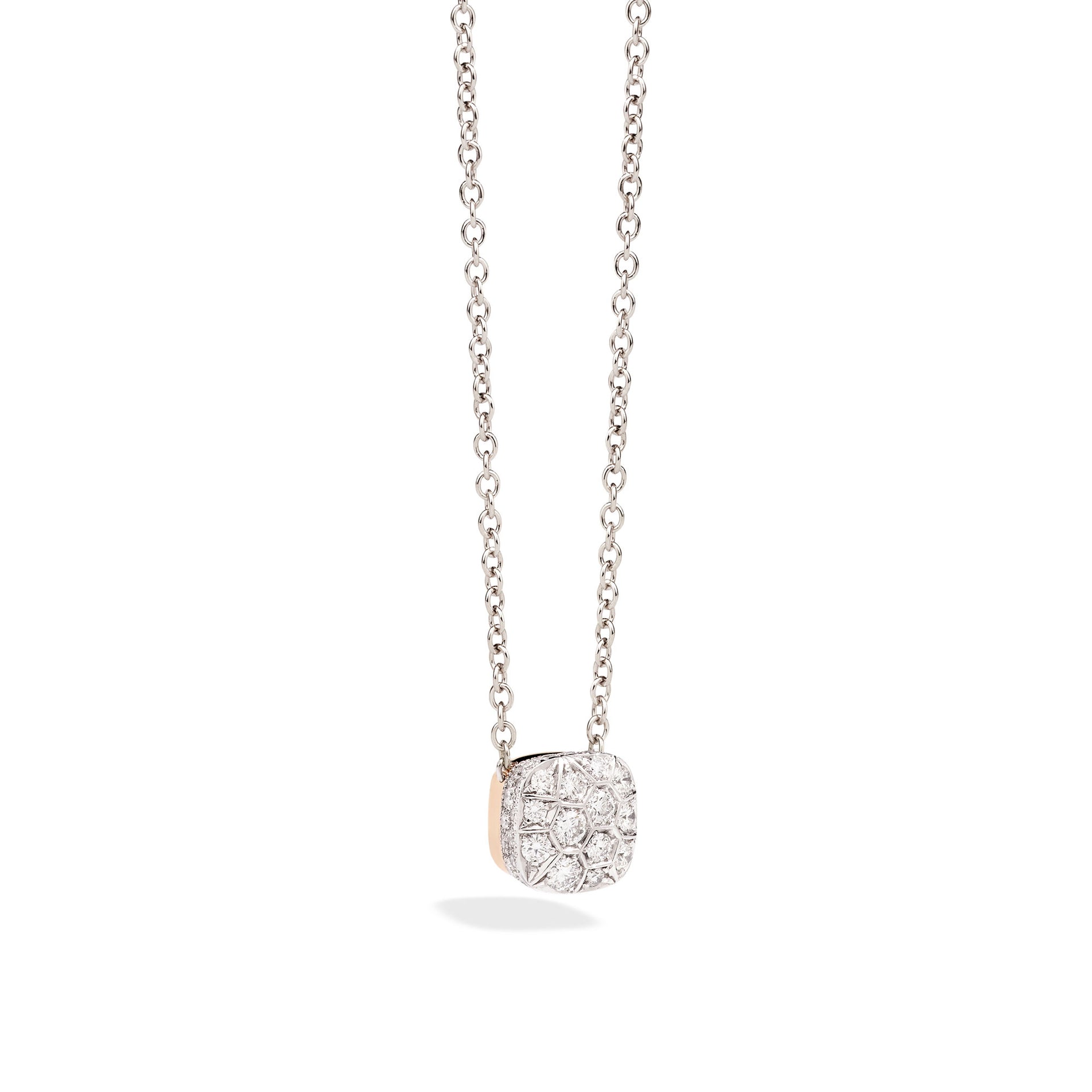 Nudo Necklace with Large Pendant in 18k Rose and White Gold with Diamonds - Orsini Jewellers NZ
