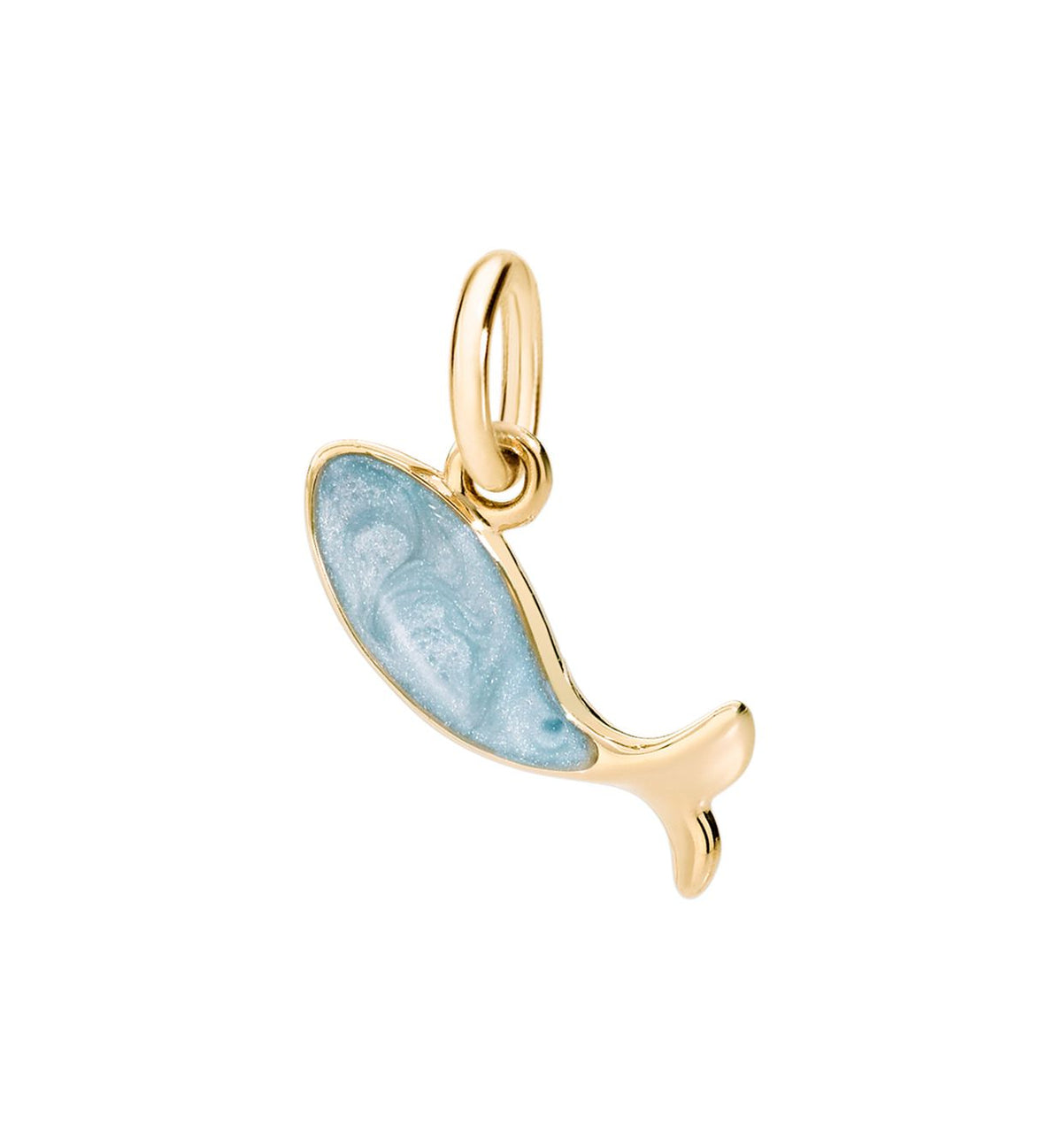 DoDo Fish Charm in 18k Yellow Gold with Blue Pearl Enamel - Orsini Jewellers NZ