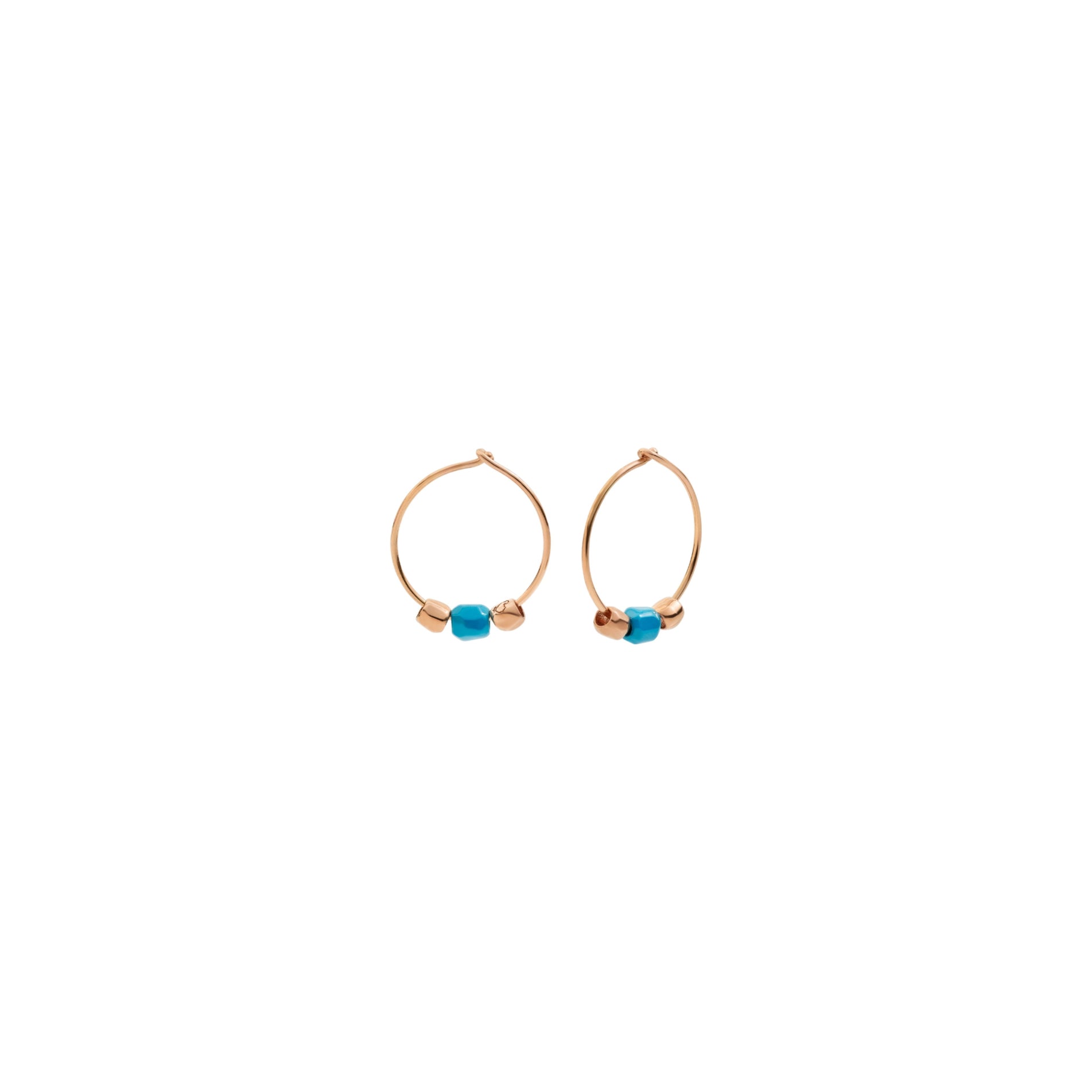 DoDo Earrings GRANELLI Hoop Mini Turquoise Ceramics and Rose Gold - Orsini Jewellers