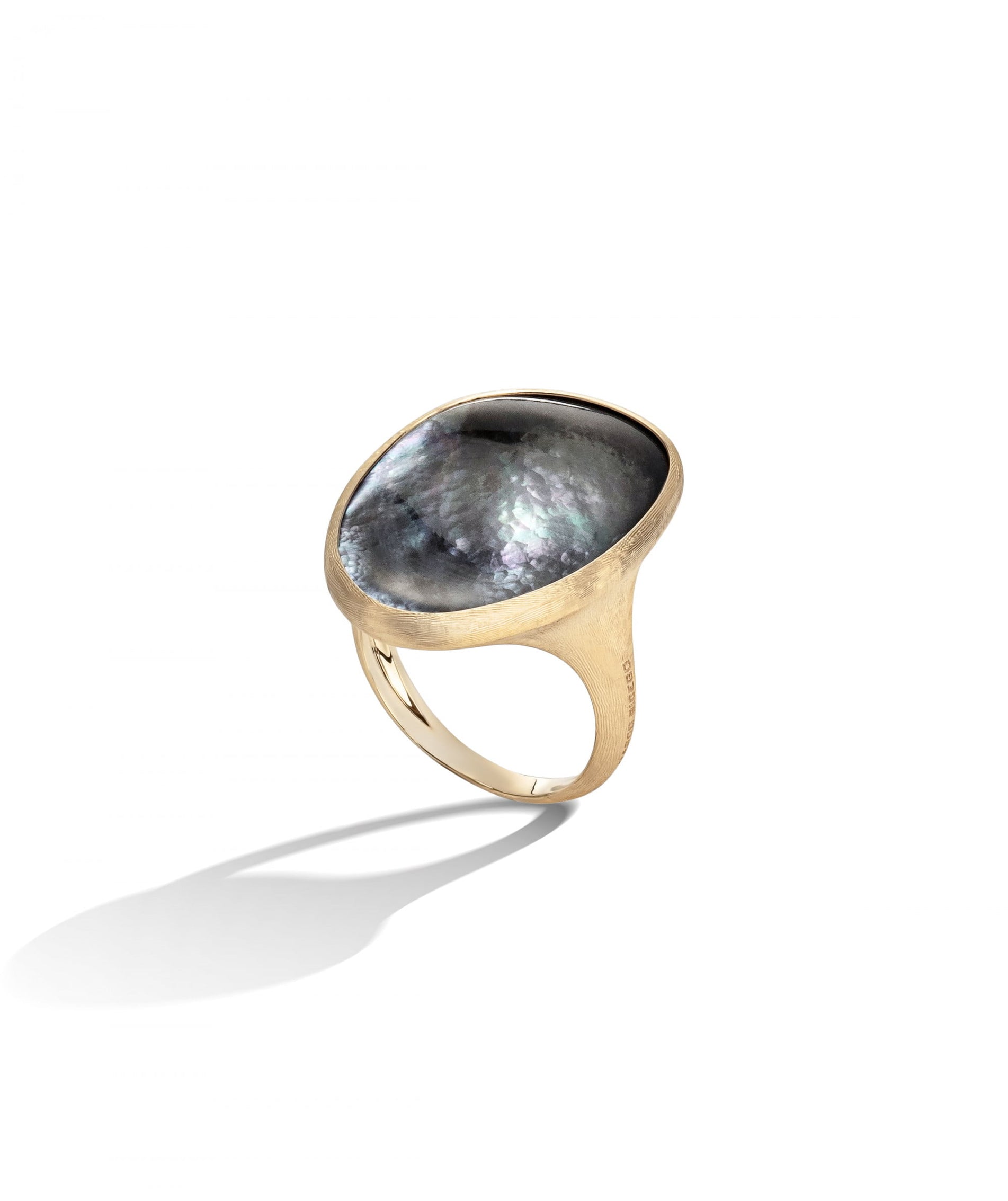 Lunaria Ring in 18k Yellow Gold with Grey Mother of Pearl Large - Orsini Jewellers NZ