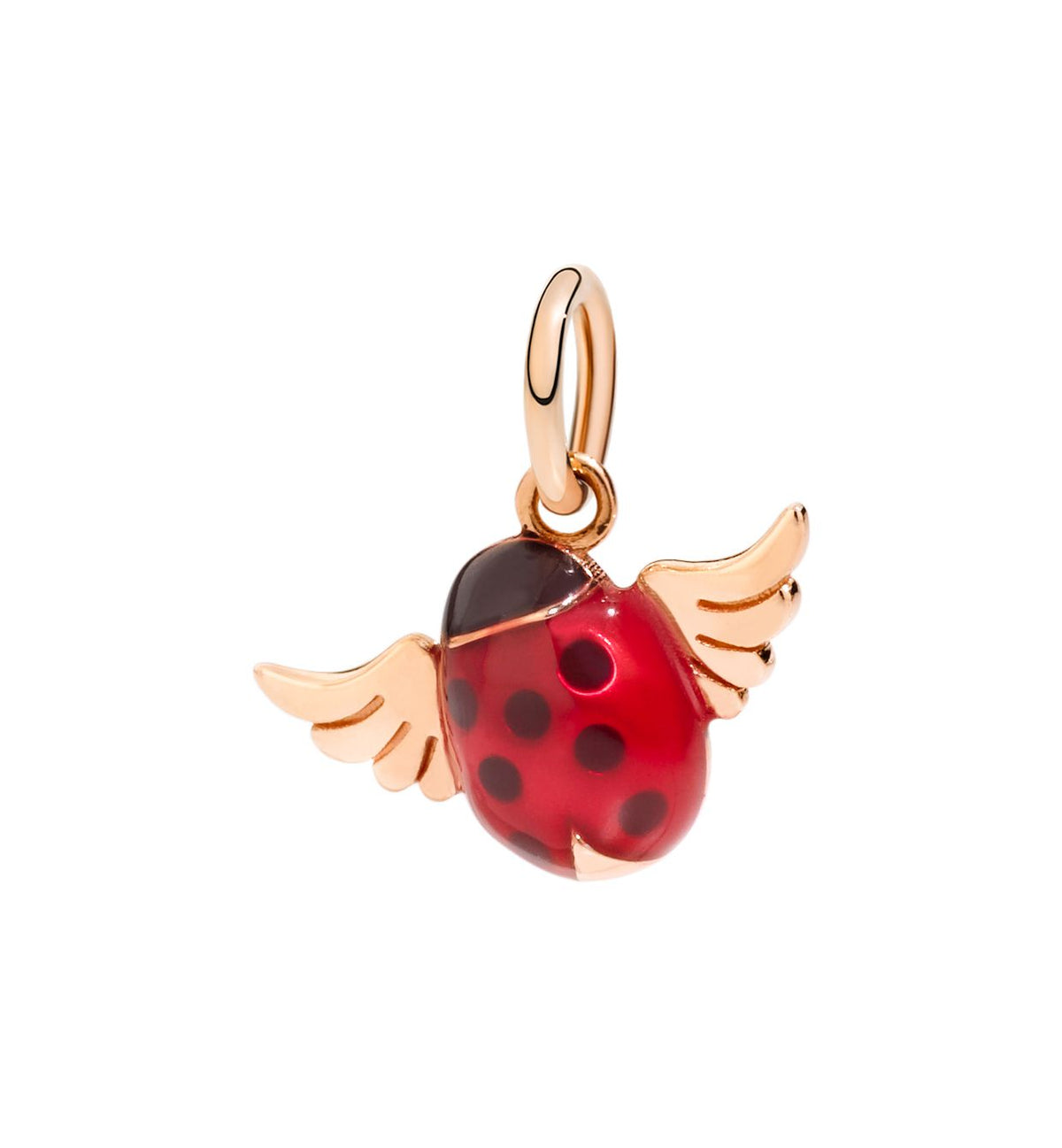 DoDo Ladybug with Wings Charm in 9k Rose Gold with Red Enamel - Orsini Jewellers NZ