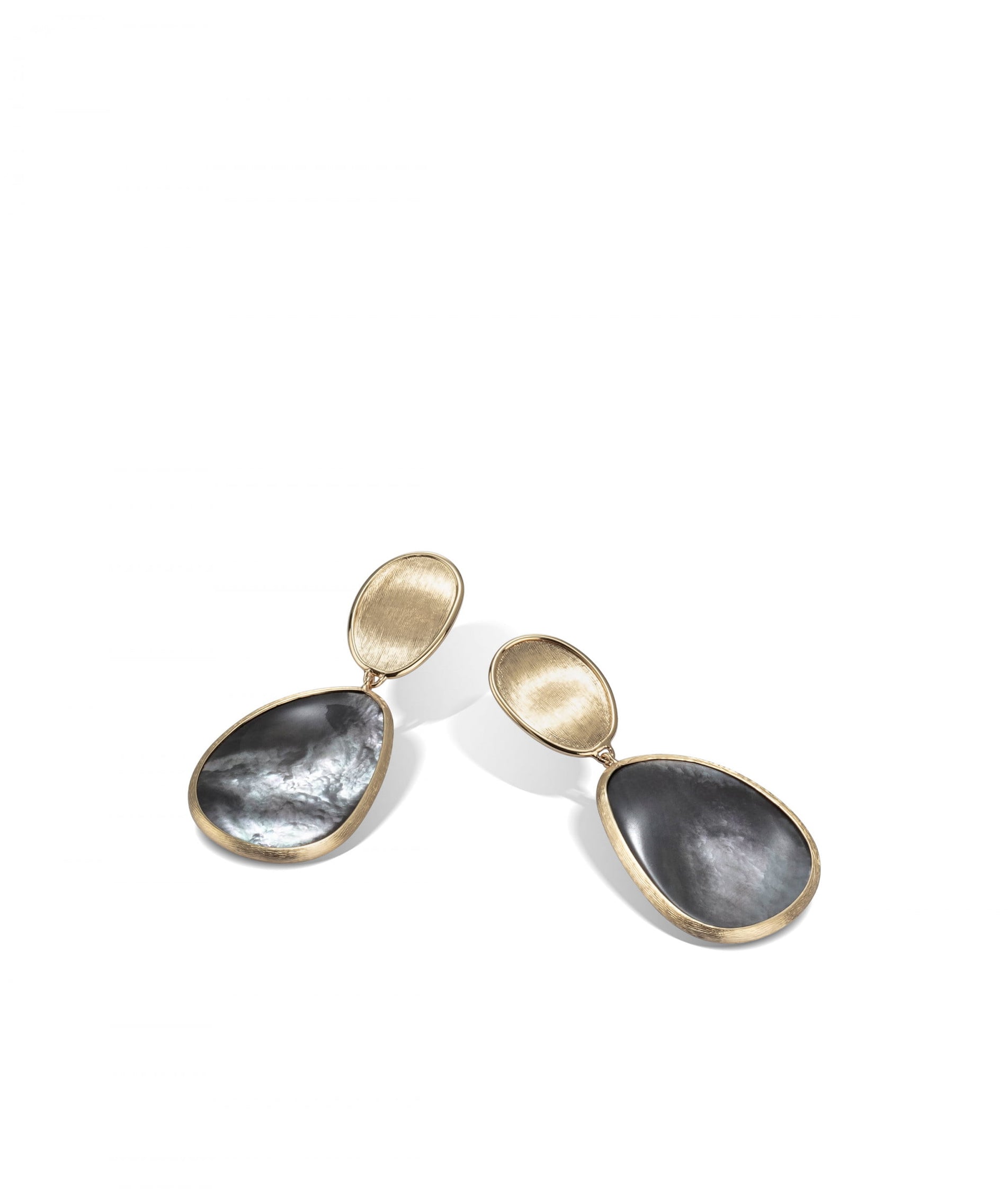 Lunaria Earrings in 18k Yellow Gold with Mother of Pearl Double Drop - Orsini Jewellers NZ