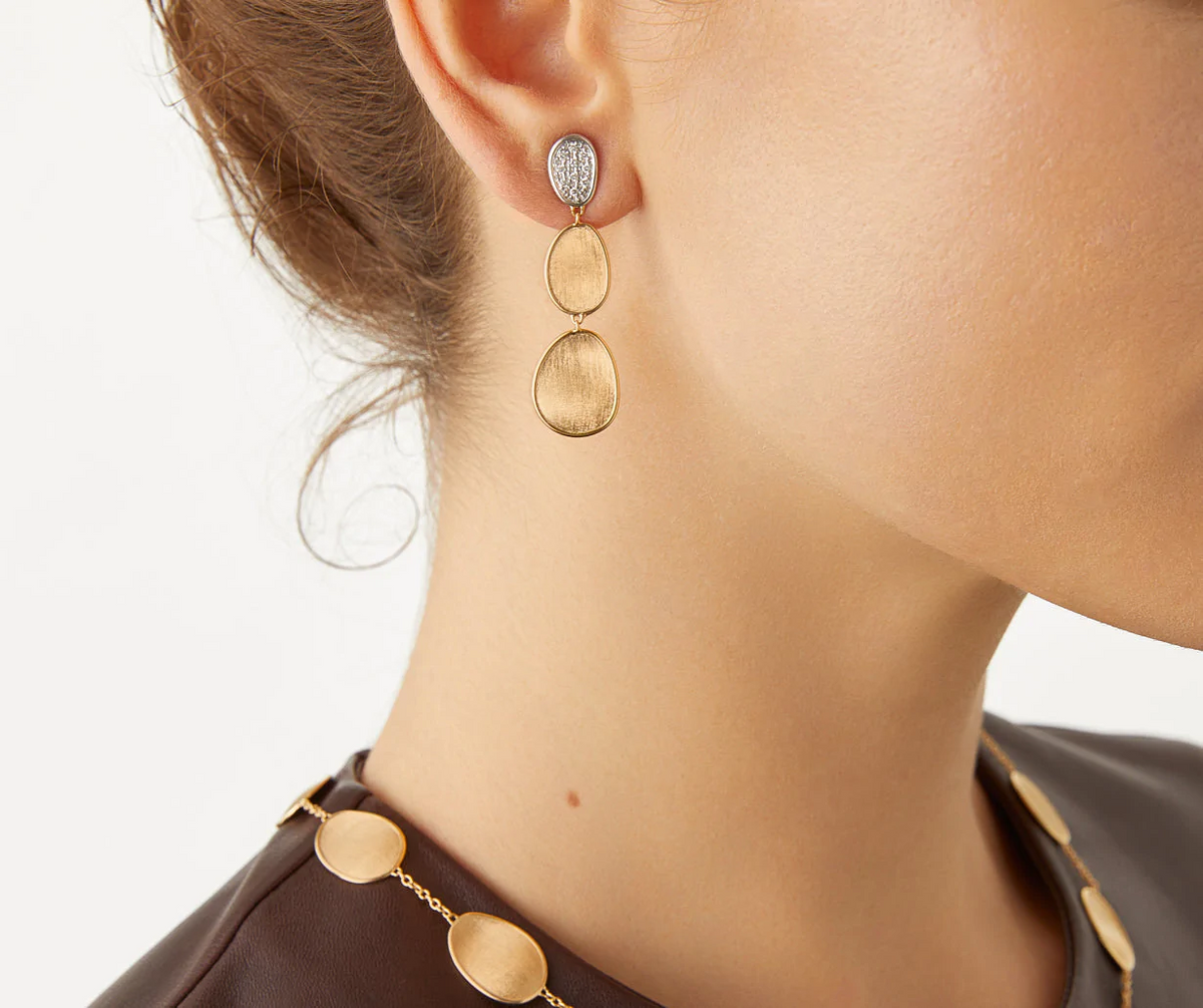 Marco Bicego Lunaria Mini 18k Gold Diamond Earrings - Orsini Jewellers