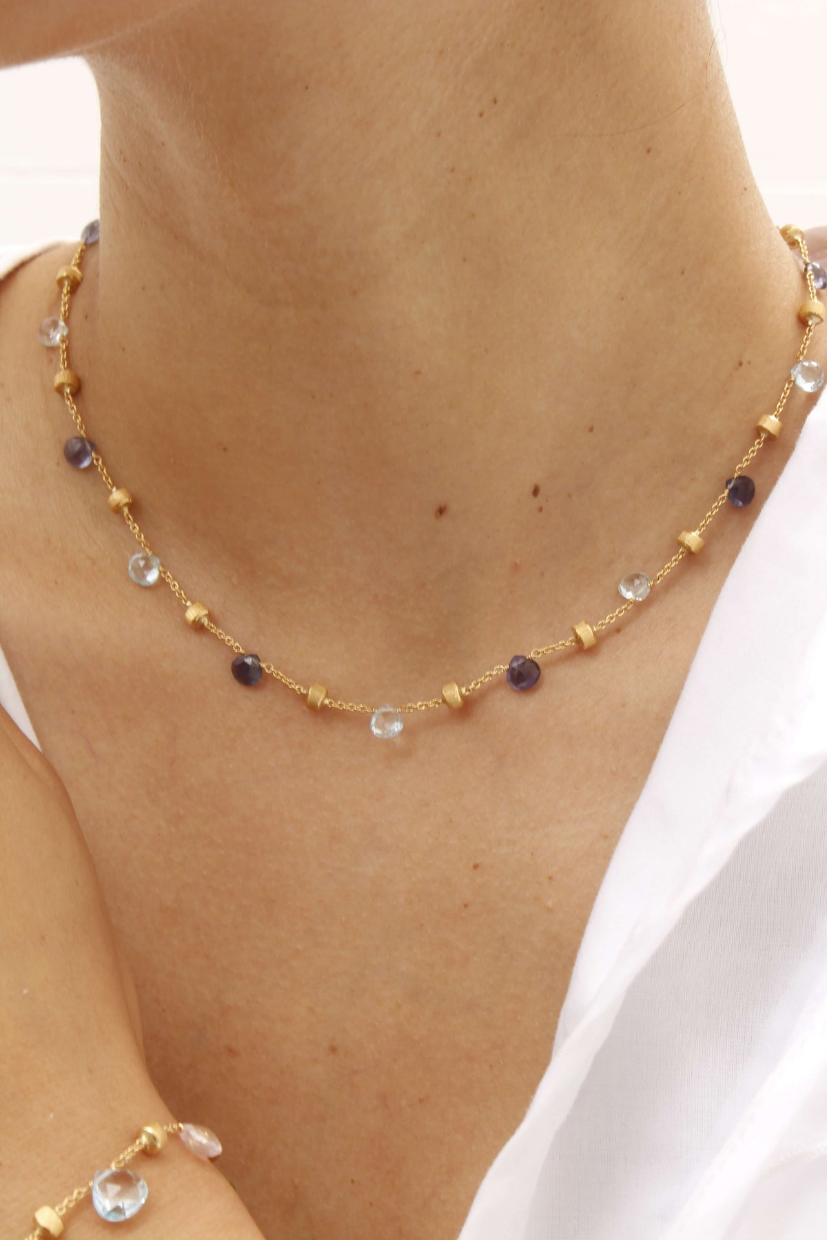 Marco Bicego Paradise 18k Gold Iolite Sky Blue Topaz Necklace - Orsini Jewellers